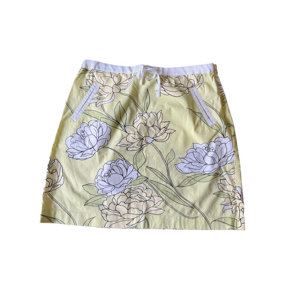 ANN TAYLOR THE LOFT floral skirt front pockets drawstring waist womens 8